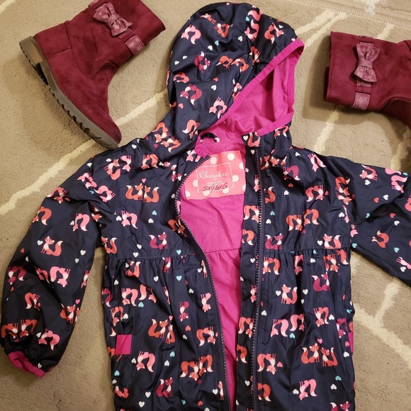 Cherokee Toddler Girls Wind and Water Resistant Hooded Jacket Sizes 2T 5T NWT